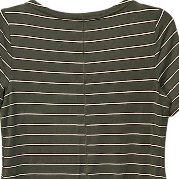 T By Talbots T Shirt Jersey Green Striped Dress Size Medium Petite NEW With Tags - Picture 6 of 10